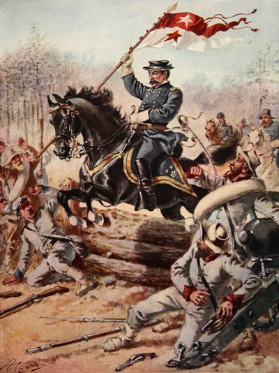 Generaal Sheridan bij de Slag om Five Forks, Virginia, 1 april 1865 door Henry Alexander Ogden